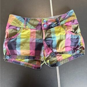 No Boundaries Multicolor Plaid Women Shorts